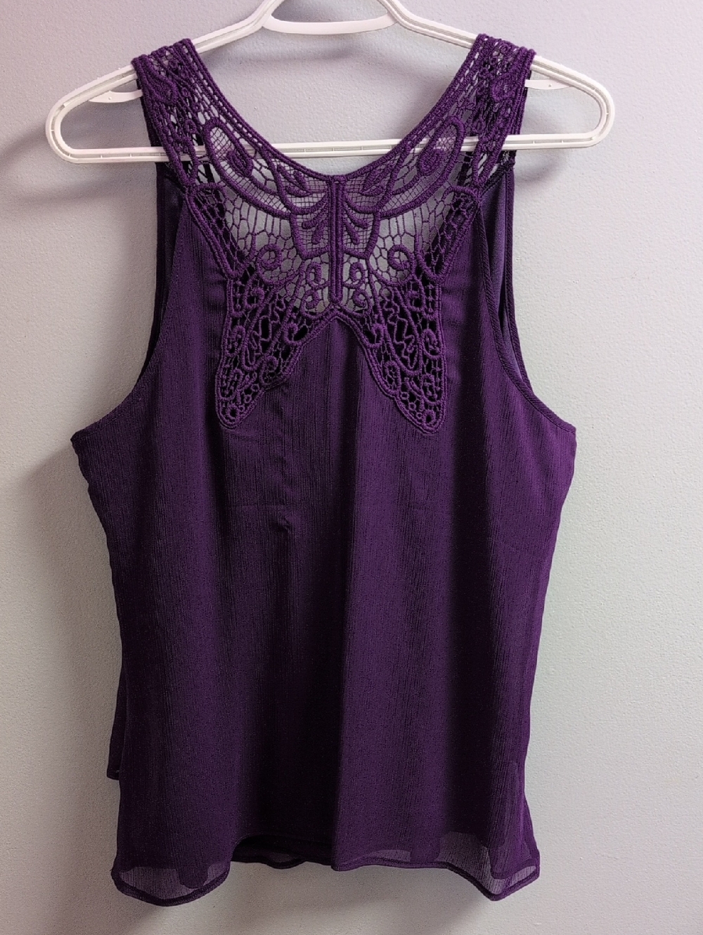 Reitmans Purple Short Sleeve Blouse Multilayer Lace Style Top Purple Violet - Picture 2 of 7
